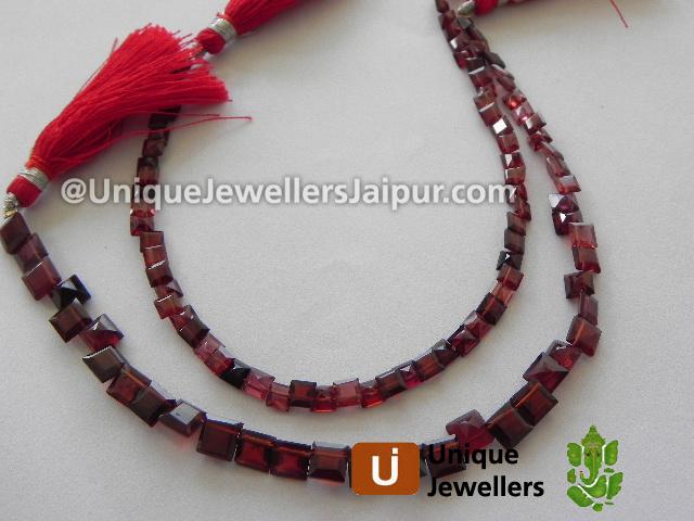 Garnet Cut Square Beads